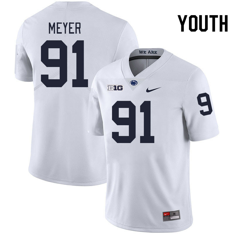 Youth #91 Chase Meyer Penn State Nittany Lions College Football Jerseys Stitched-White